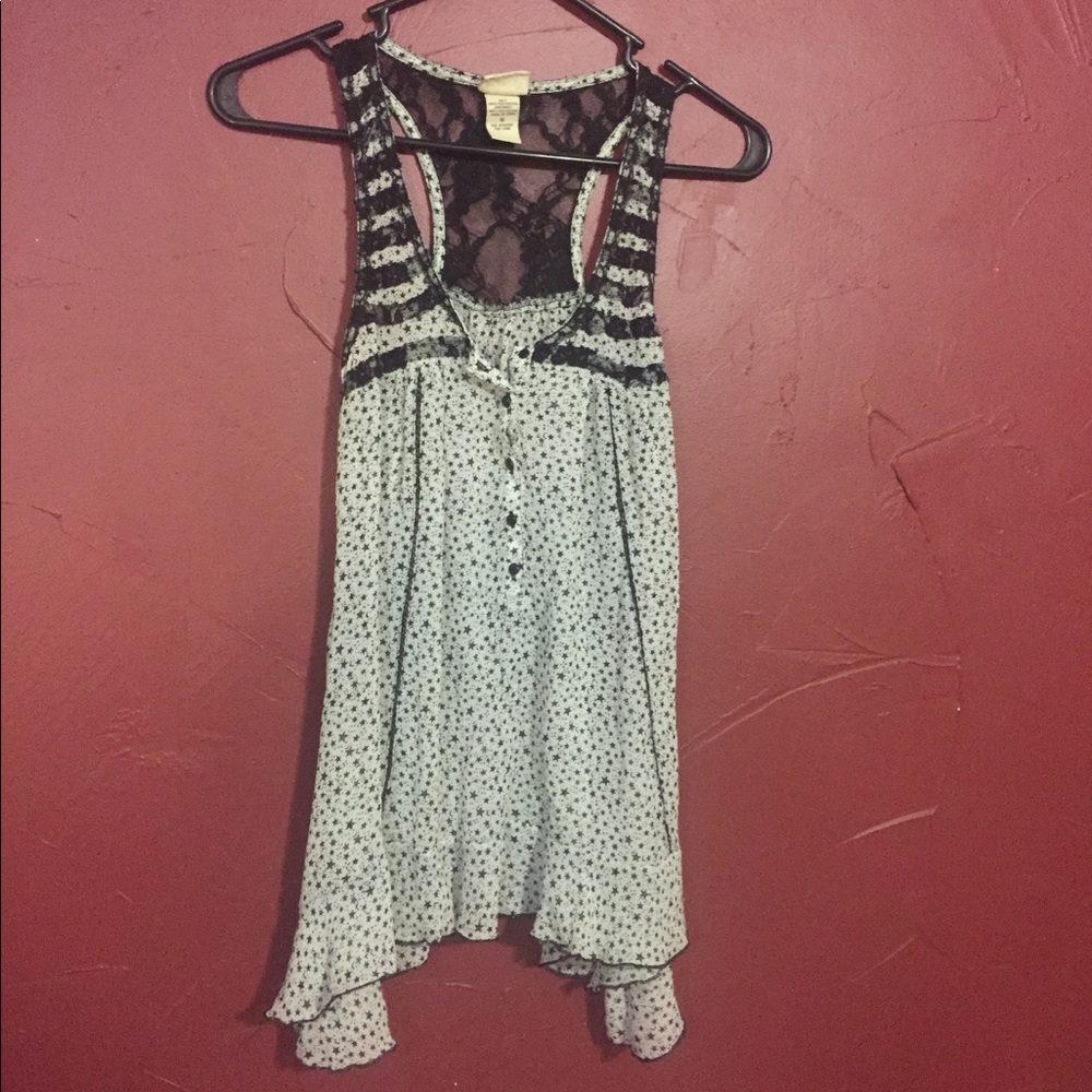 Starry Lacy Sheer Flowy Tank